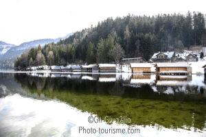 lac, forêt et cabanes