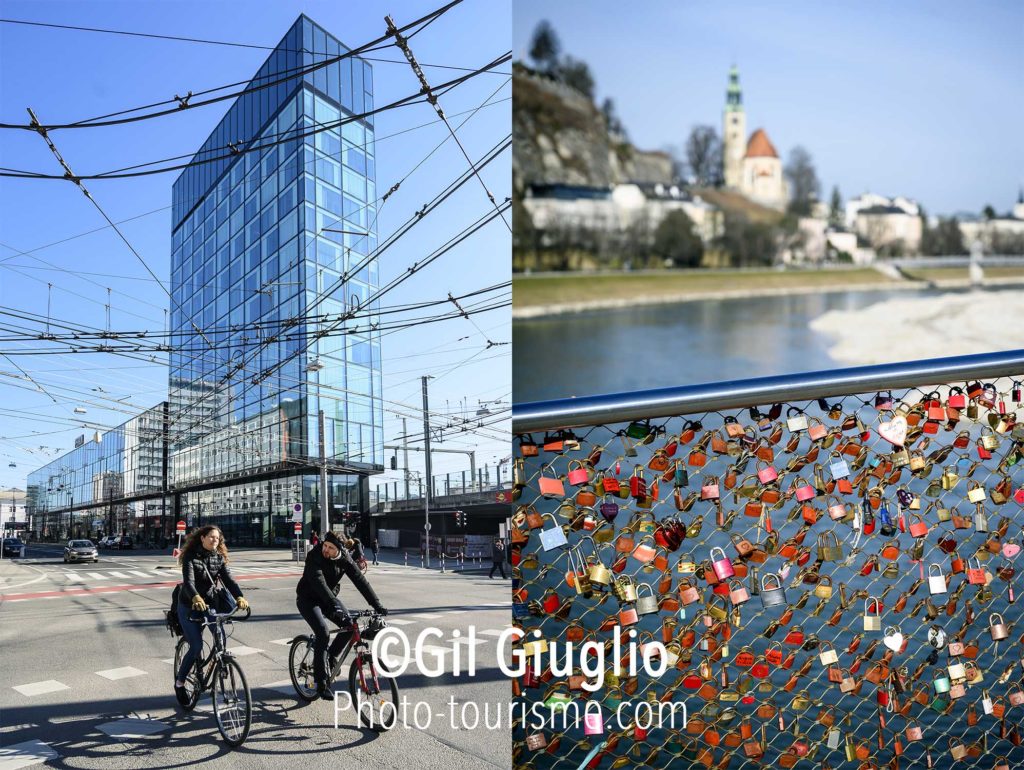 2 photos cyclistes et pont